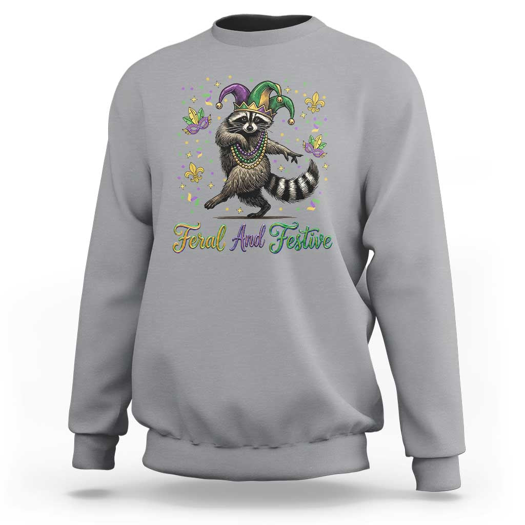 Mardi Gras Raccoon Sweatshirt Feral And Festive Trased Panda