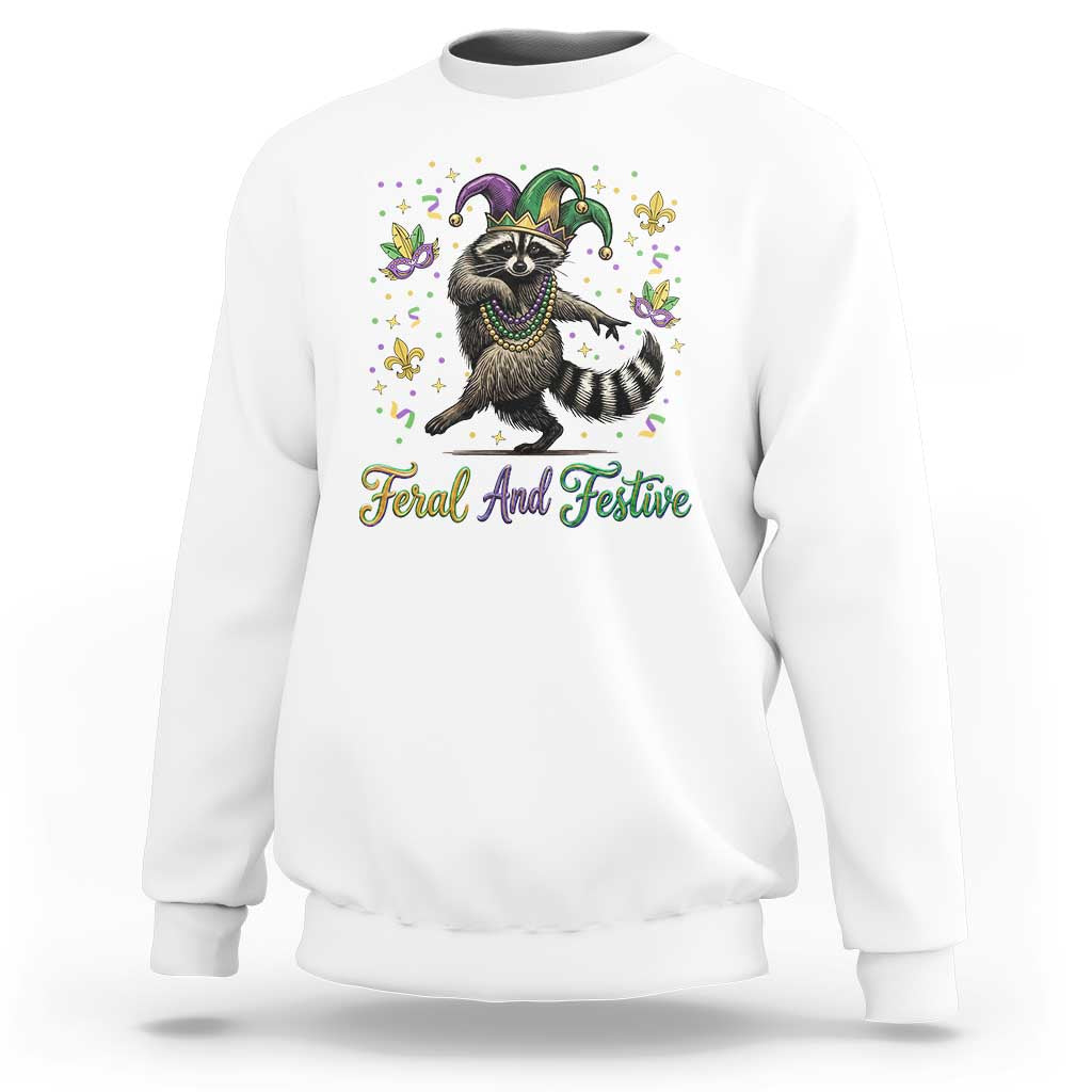 Mardi Gras Raccoon Sweatshirt Feral And Festive Trased Panda