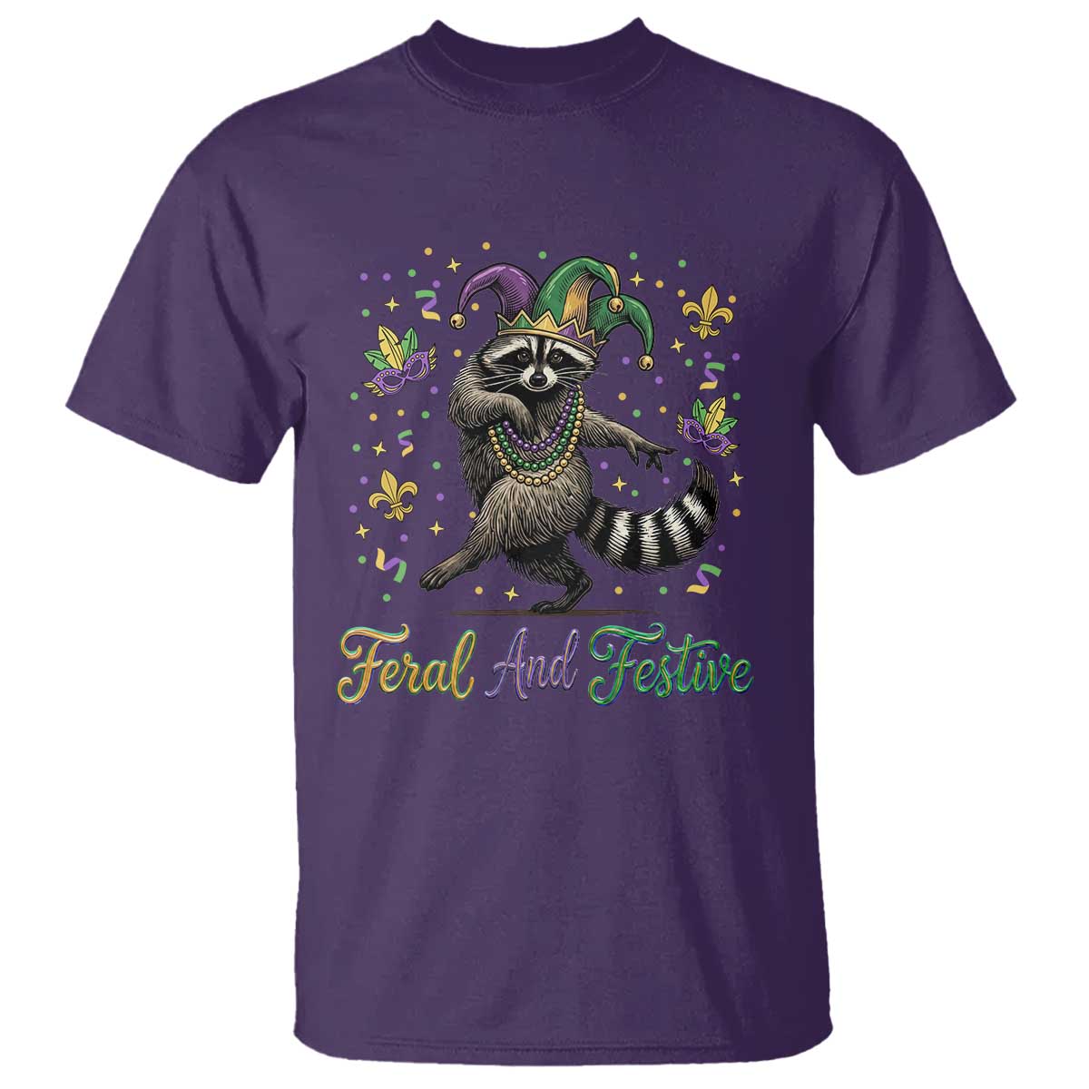 Mardi Gras Raccoon T Shirt Feral And Festive Trased Panda