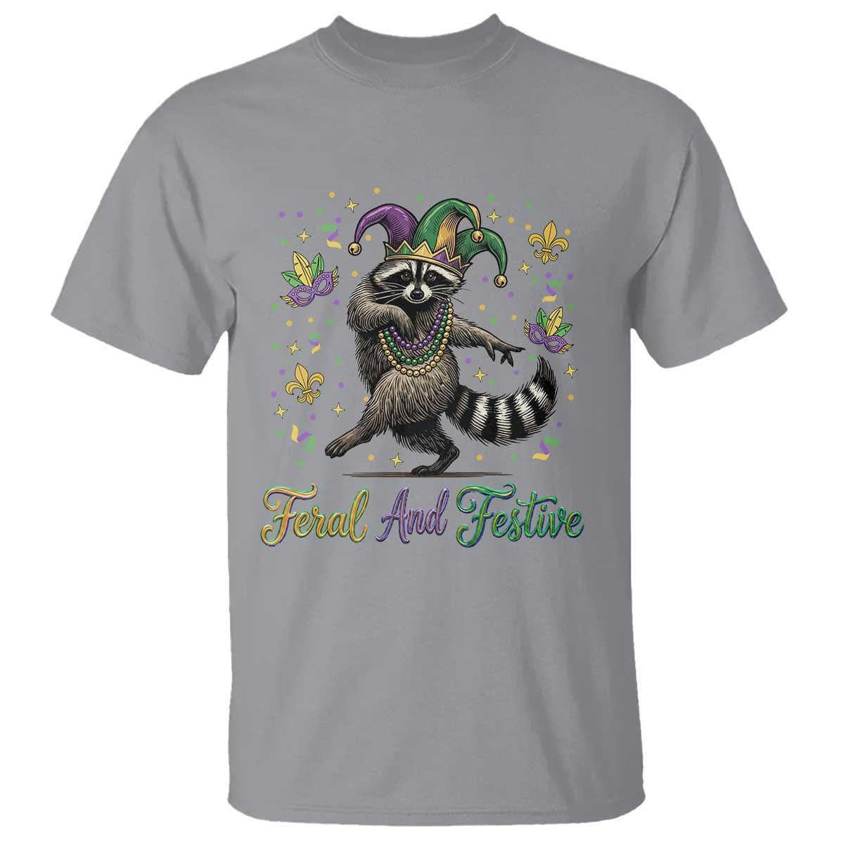 Mardi Gras Raccoon T Shirt Feral And Festive Trased Panda