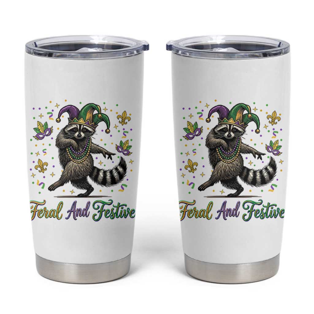 Mardi Gras Raccoon Tumbler Cup Feral And Festive Trased Panda
