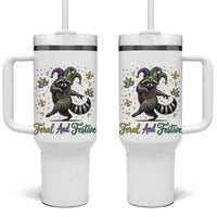 Mardi Gras Raccoon Tumbler With Handle Feral And Festive Trased Panda