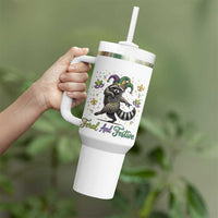 Mardi Gras Raccoon Tumbler With Handle Feral And Festive Trased Panda