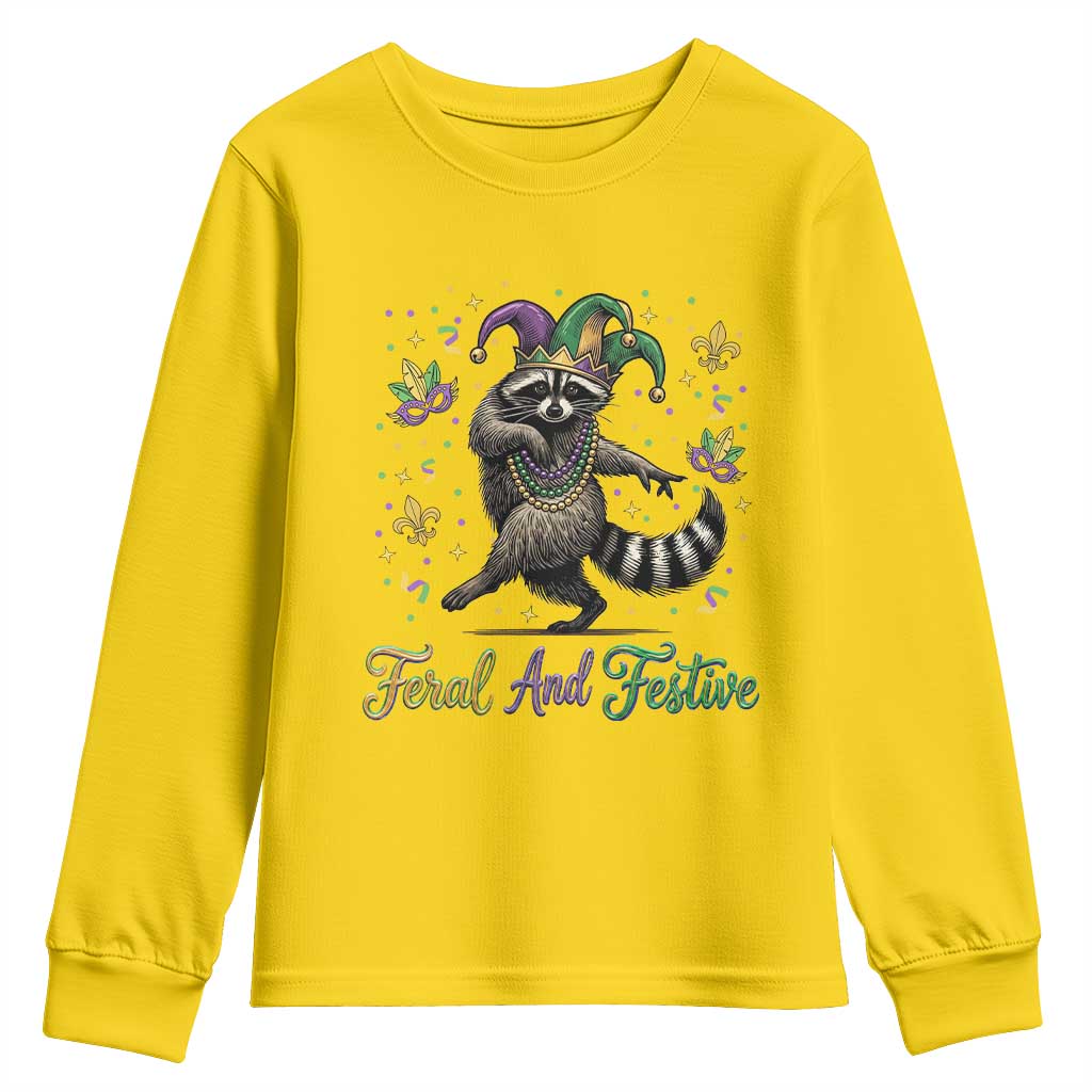Mardi Gras Raccoon Youth Sweatshirt Feral And Festive Trased Panda