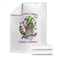 Mardi Gras Raccoon Throw Blanket Festive Vibes Feral Energy
