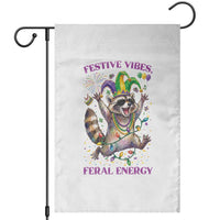 Mardi Gras Raccoon Garden Flag Festive Vibes Feral Energy