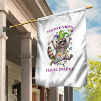 Mardi Gras Raccoon Garden Flag Festive Vibes Feral Energy