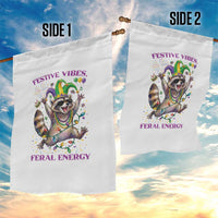 Mardi Gras Raccoon Garden Flag Festive Vibes Feral Energy