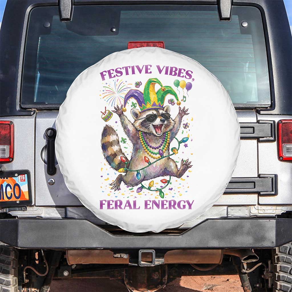 Mardi Gras Raccoon Spare Tire Cover Festive Vibes Feral Energy
