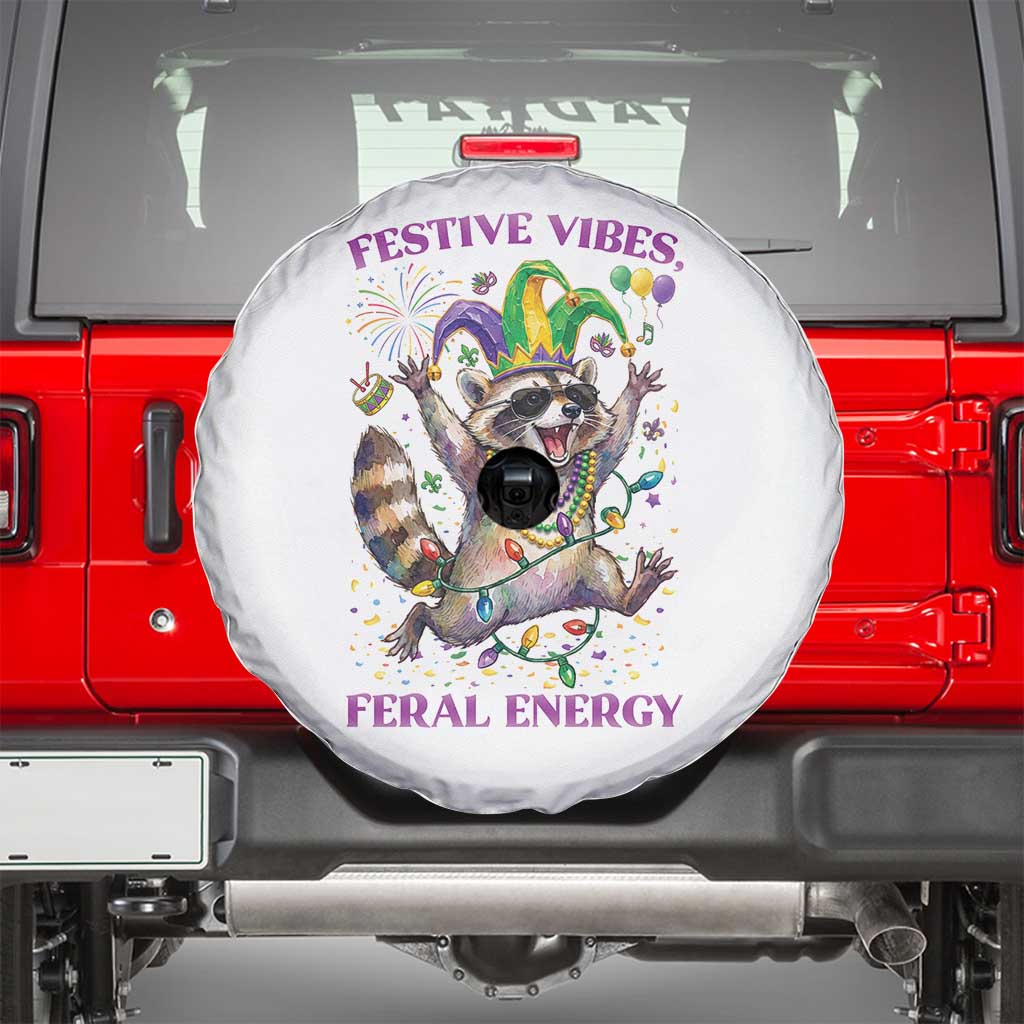 Mardi Gras Raccoon Spare Tire Cover Festive Vibes Feral Energy