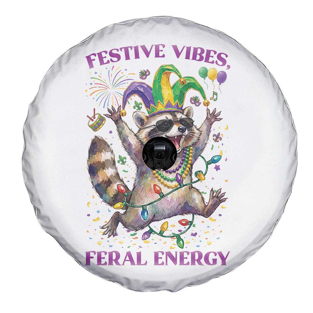 Mardi Gras Raccoon Spare Tire Cover Festive Vibes Feral Energy