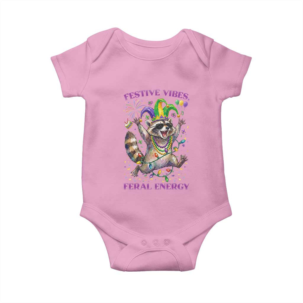 Mardi Gras Raccoon Baby Onesie Festive Vibes Feral Energy