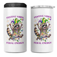 Mardi Gras Raccoon 4 in 1 Can Cooler Tumbler Festive Vibes Feral Energy