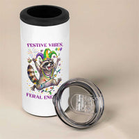 Mardi Gras Raccoon 4 in 1 Can Cooler Tumbler Festive Vibes Feral Energy