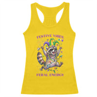 Mardi Gras Raccoon Racerback Tank Top Festive Vibes Feral Energy