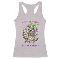 Mardi Gras Raccoon Racerback Tank Top Festive Vibes Feral Energy