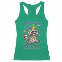 Mardi Gras Raccoon Racerback Tank Top Festive Vibes Feral Energy