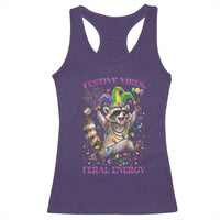 Mardi Gras Raccoon Racerback Tank Top Festive Vibes Feral Energy