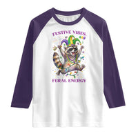 Mardi Gras Raccoon Raglan Shirt Festive Vibes Feral Energy