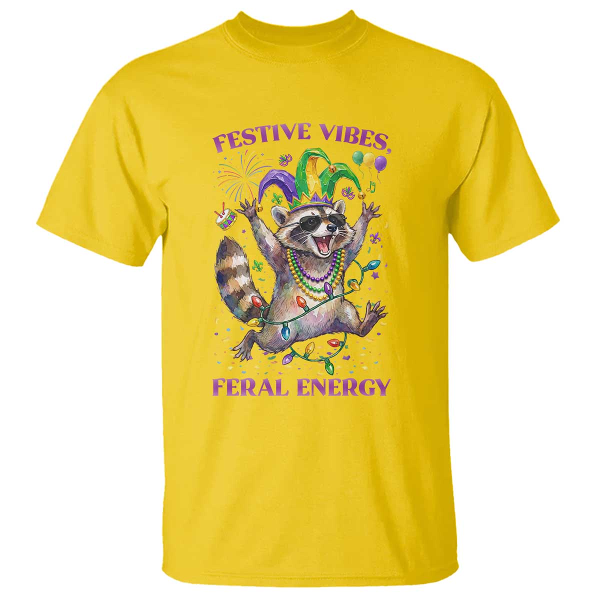 Mardi Gras Raccoon T Shirt Festive Vibes Feral Energy
