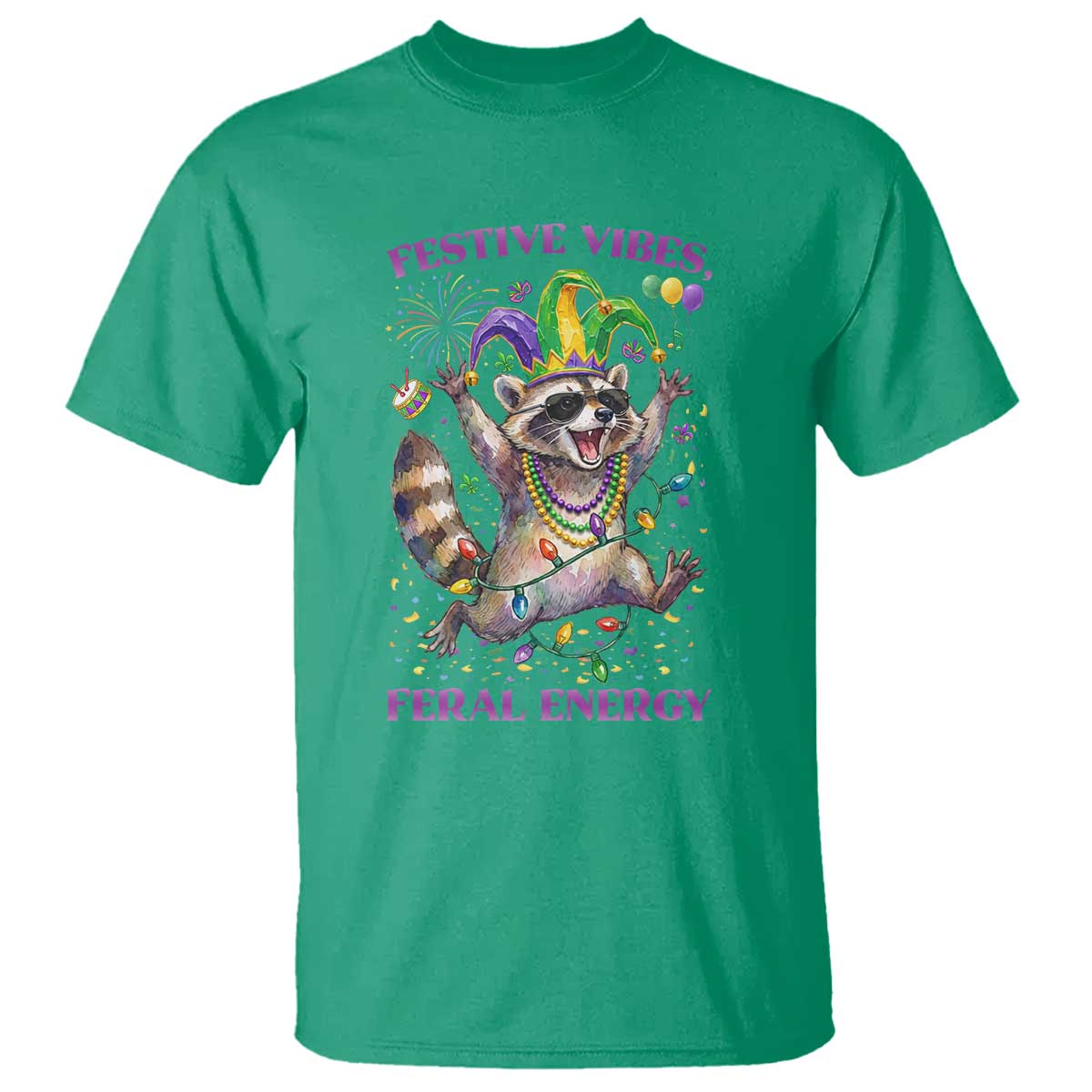 Mardi Gras Raccoon T Shirt Festive Vibes Feral Energy
