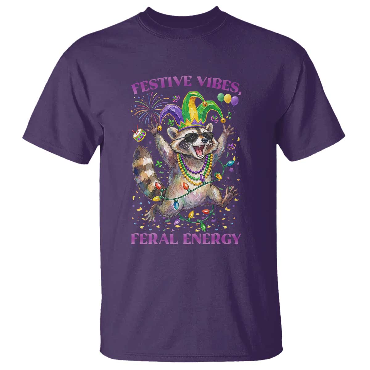 Mardi Gras Raccoon T Shirt Festive Vibes Feral Energy