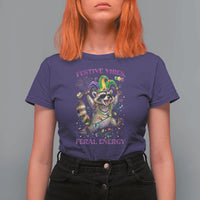 Mardi Gras Raccoon T Shirt For Women Festive Vibes Feral Energy