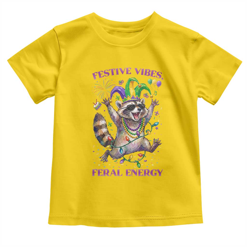 Mardi Gras Raccoon Toddler T Shirt Festive Vibes Feral Energy