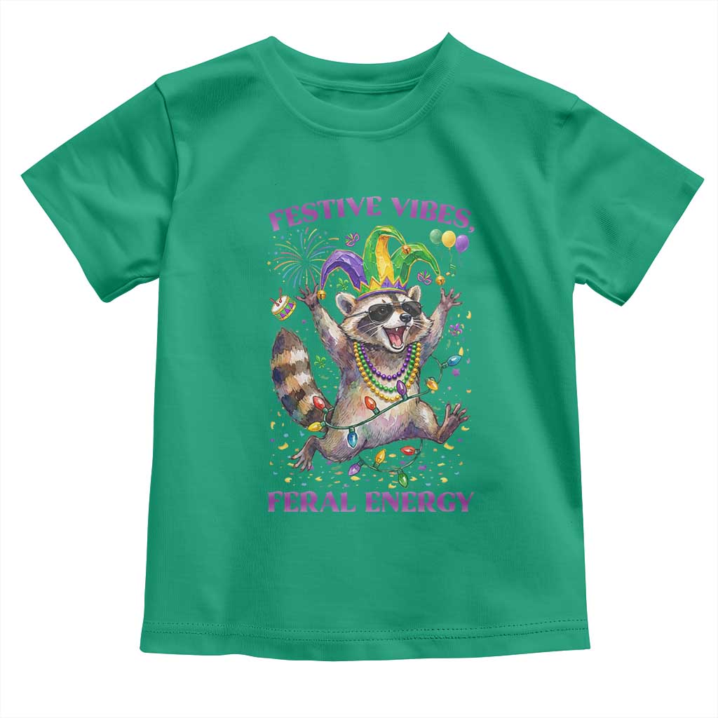 Mardi Gras Raccoon Toddler T Shirt Festive Vibes Feral Energy