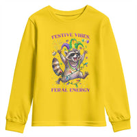 Mardi Gras Raccoon Youth Sweatshirt Festive Vibes Feral Energy