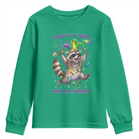 Mardi Gras Raccoon Youth Sweatshirt Festive Vibes Feral Energy