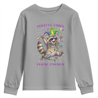 Mardi Gras Raccoon Youth Sweatshirt Festive Vibes Feral Energy