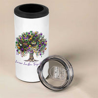 Mardi Gras Mask Tree 4 in 1 Can Cooler Tumbler Laissez Les Bon Temps Rouler