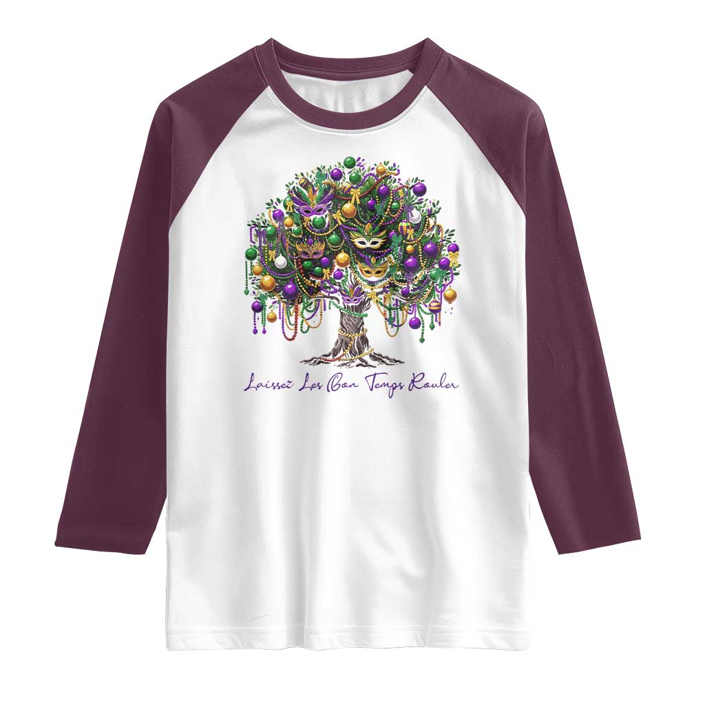 Mardi Gras Mask Tree Raglan Shirt Laissez Les Bon Temps Rouler