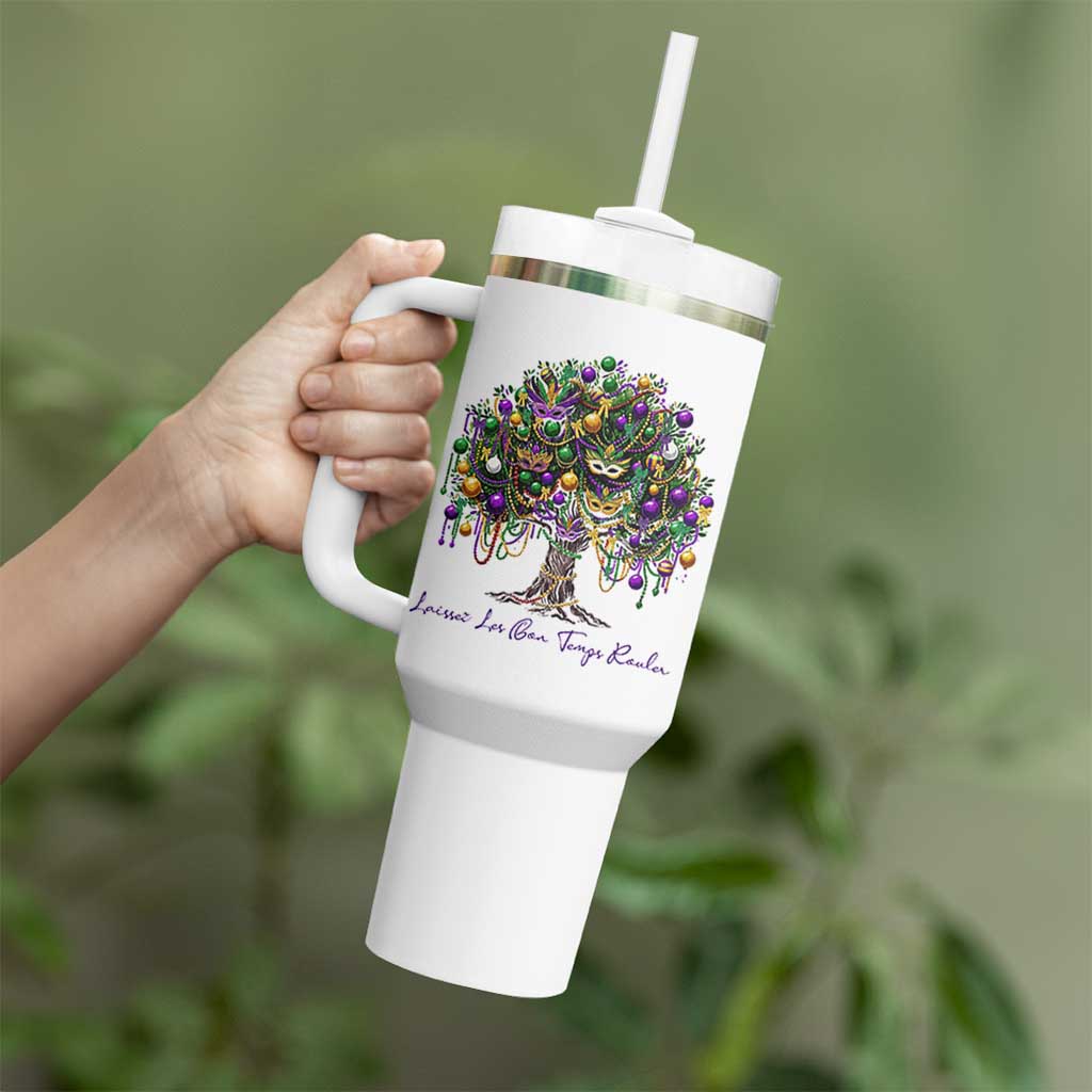 Mardi Gras Mask Tree Tumbler With Handle Laissez Les Bon Temps Rouler
