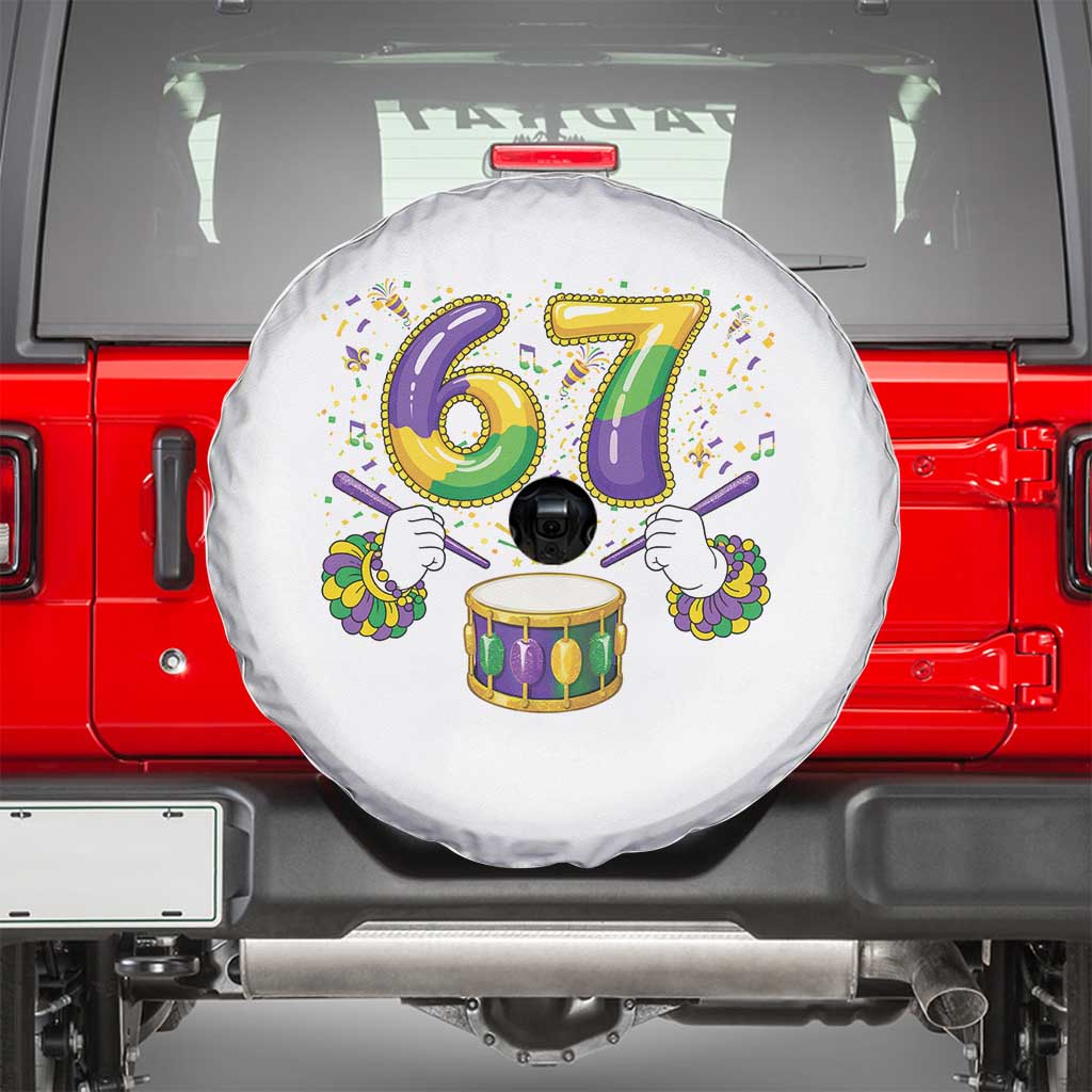 67 Mardi Gras Meme Spare Tire Cover Funny Six Seven Carnival Trendy
