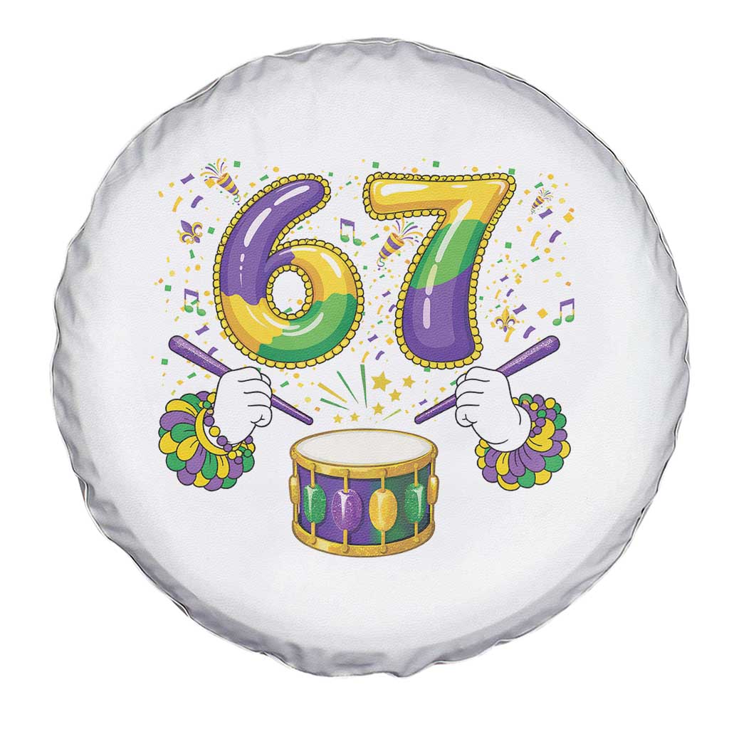 67 Mardi Gras Meme Spare Tire Cover Funny Six Seven Carnival Trendy