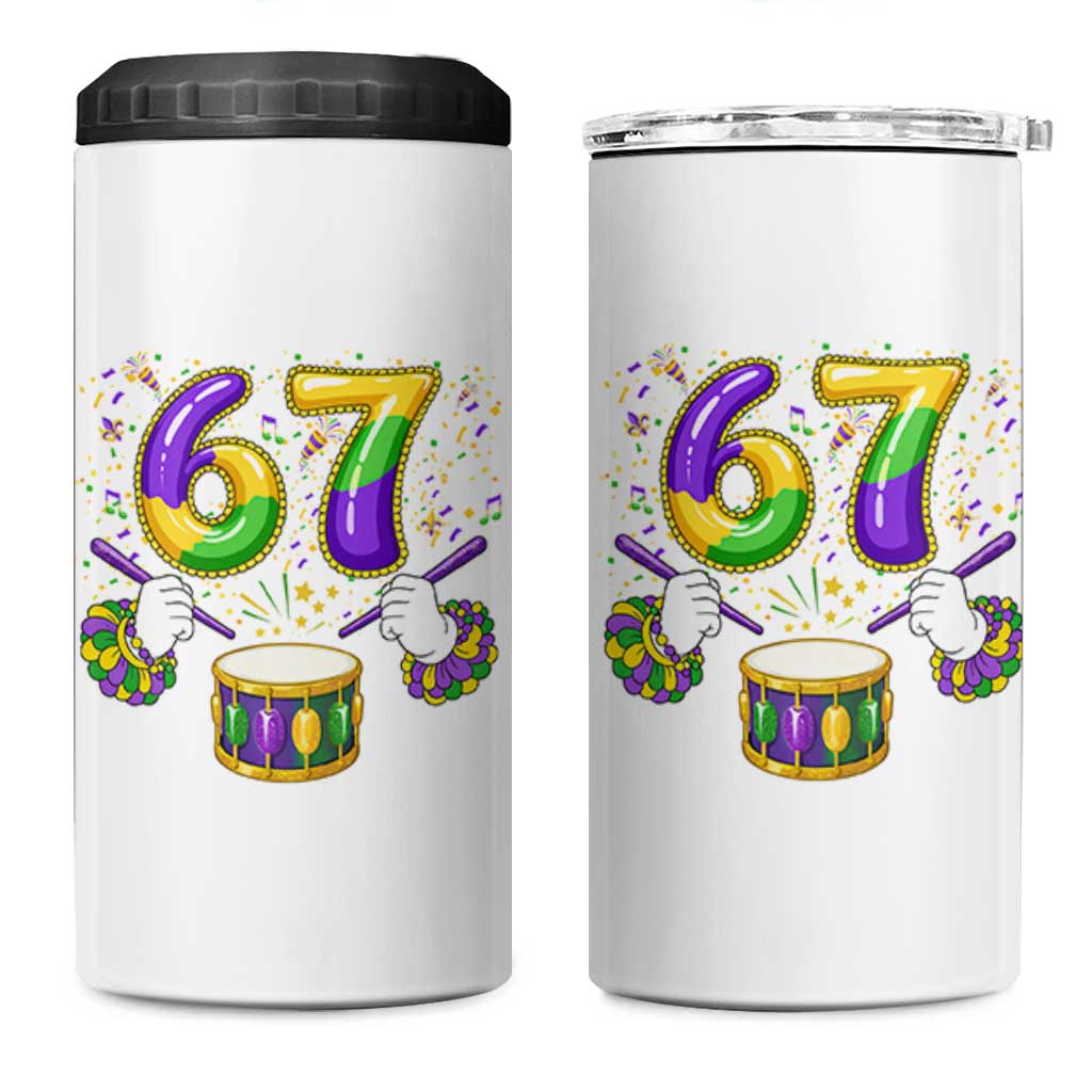 67 Mardi Gras Meme 4 in 1 Can Cooler Tumbler Funny Six Seven Carnival Trendy
