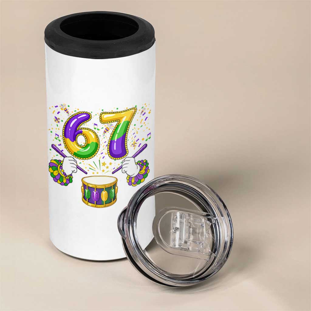 67 Mardi Gras Meme 4 in 1 Can Cooler Tumbler Funny Six Seven Carnival Trendy