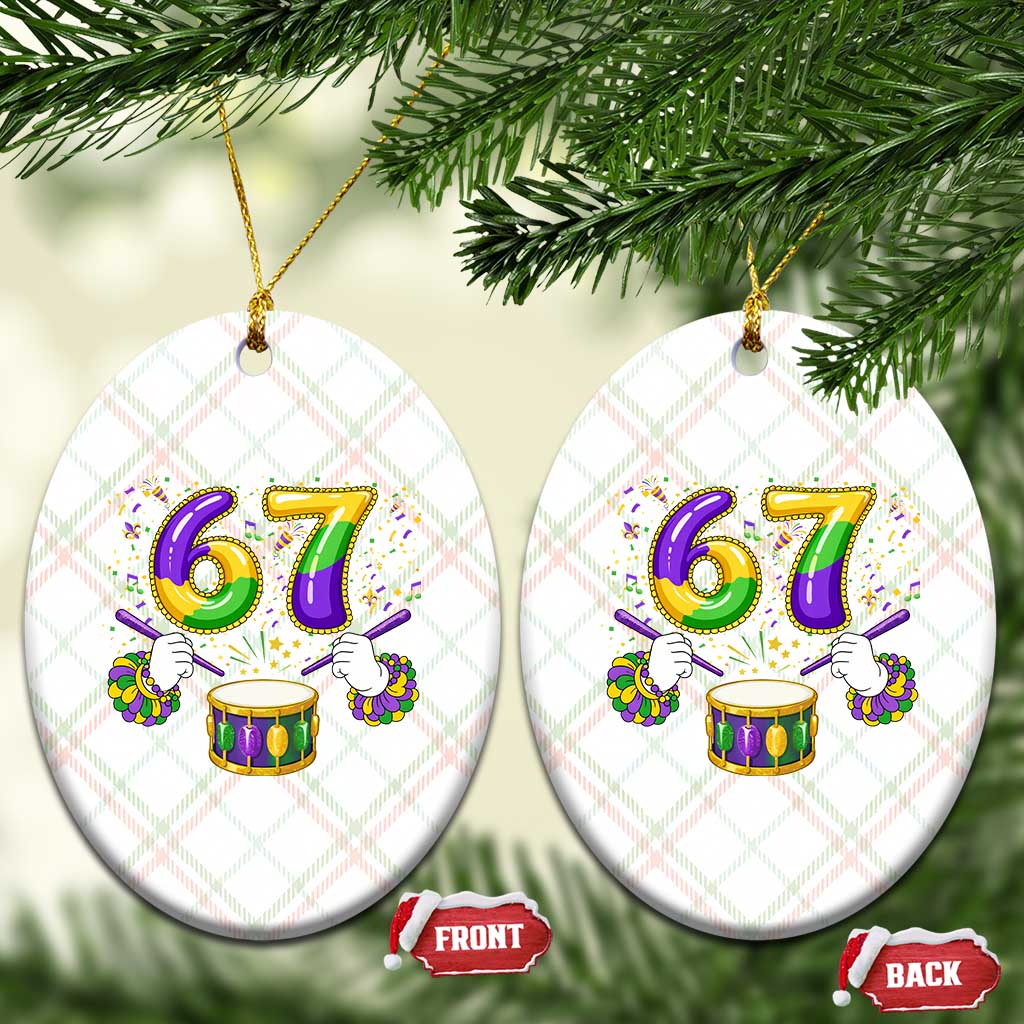 67 Mardi Gras Meme Ceramic Ornament Funny Six Seven Carnival Trendy