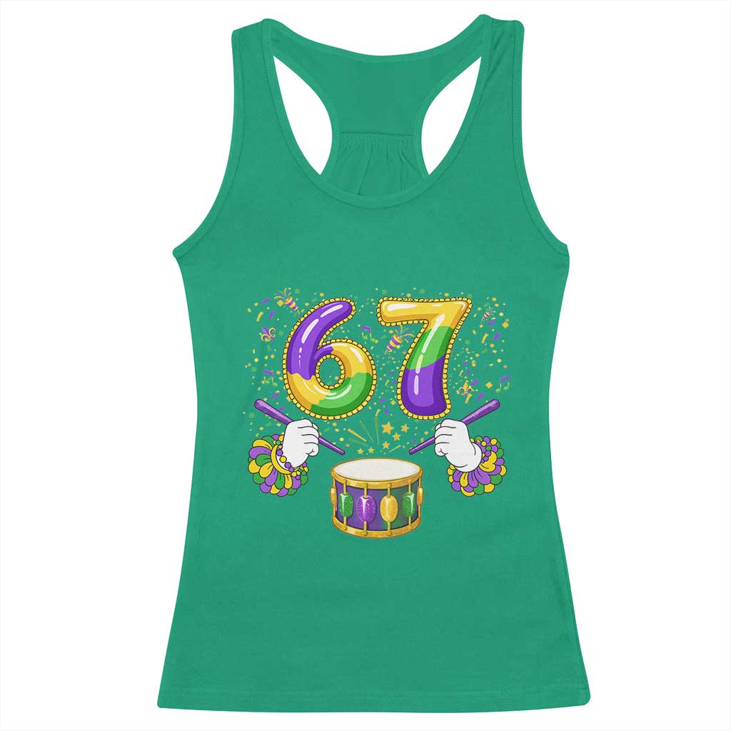 67 Mardi Gras Meme Racerback Tank Top Funny Six Seven Carnival Trendy
