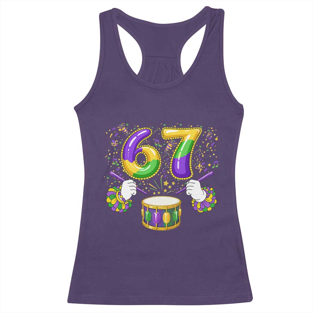67 Mardi Gras Meme Racerback Tank Top Funny Six Seven Carnival Trendy