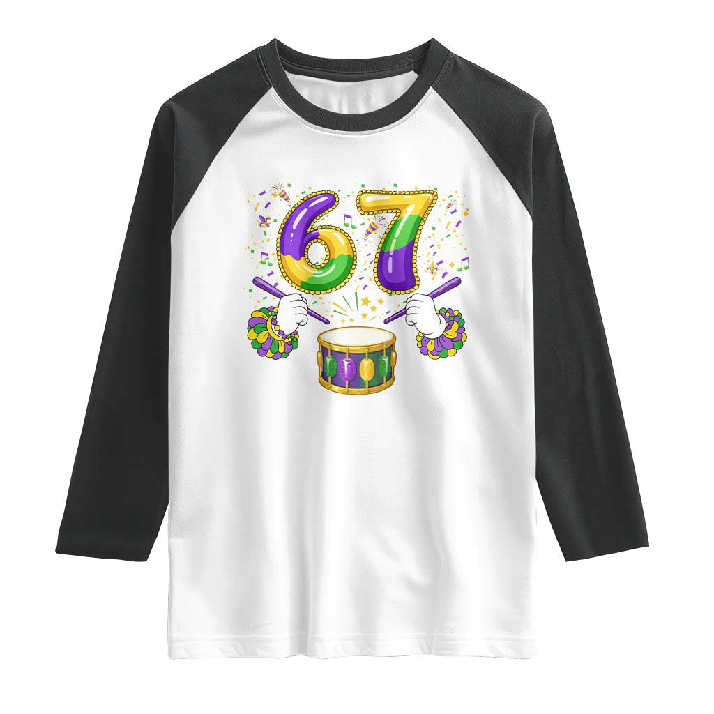 67 Mardi Gras Meme Raglan Shirt Funny Six Seven Carnival Trendy