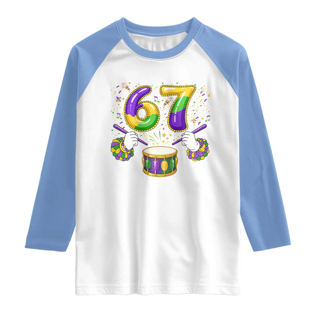 67 Mardi Gras Meme Raglan Shirt Funny Six Seven Carnival Trendy