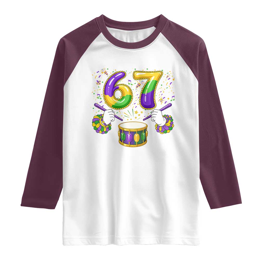 67 Mardi Gras Meme Raglan Shirt Funny Six Seven Carnival Trendy