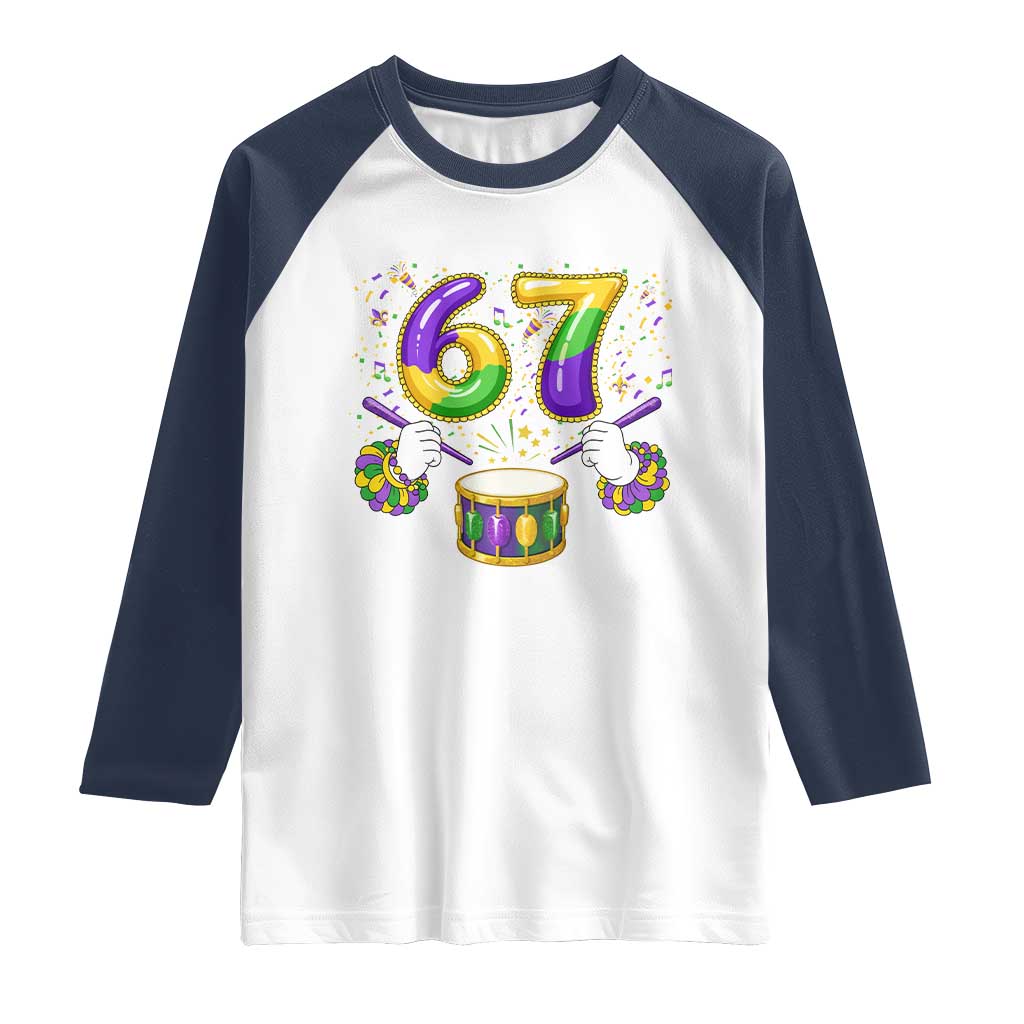 67 Mardi Gras Meme Raglan Shirt Funny Six Seven Carnival Trendy