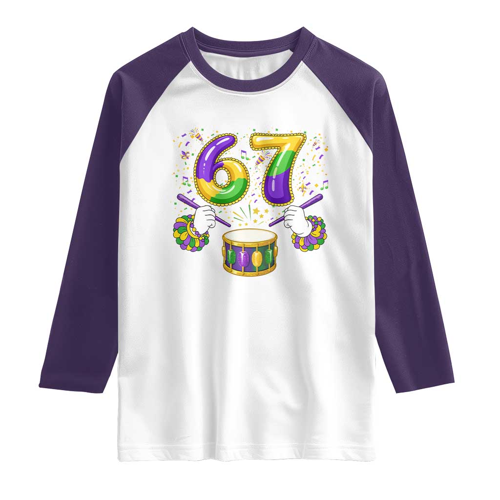 67 Mardi Gras Meme Raglan Shirt Funny Six Seven Carnival Trendy