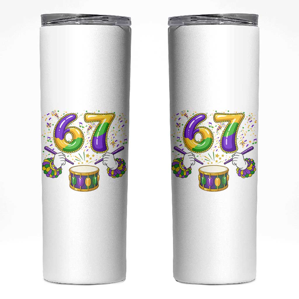 67 Mardi Gras Meme Skinny Tumbler Funny Six Seven Carnival Trendy