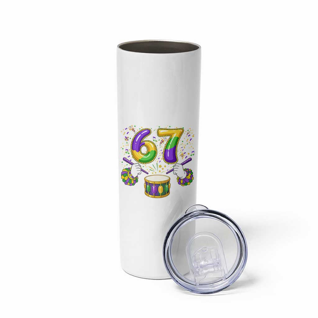 67 Mardi Gras Meme Skinny Tumbler Funny Six Seven Carnival Trendy