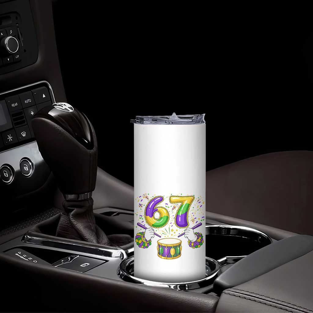 67 Mardi Gras Meme Skinny Tumbler Funny Six Seven Carnival Trendy